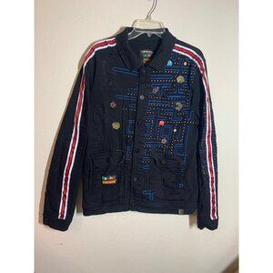 RARE Rubik's X Pac Man Jacket Kryptic Black Denim Jean Retro Y2K 90s 80s Size XL